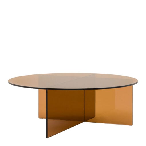 Art Deco Retro Style Bronze Glass Round All Glass Coffee Table 90cm