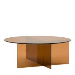 Art Deco Retro Style Bronze Glass Round All Glass Coffee Table 90cm