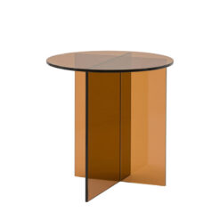 Art Deco Retro Style Bronze Glass Round All Glass Side Table End Table