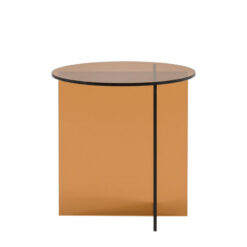 Art Deco Retro Style Bronze Glass Round All Glass Side Table End Table