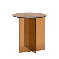 Art Deco Retro Style Bronze Glass Round All Glass Side Table End Table