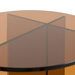 Art Deco Retro Style Bronze Glass Round All Glass Side Table End Table