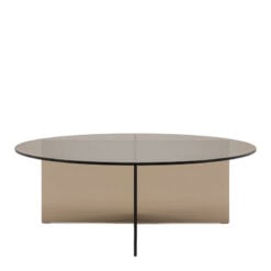 Art Deco Retro Style Charcoal Grey Glass Round All Glass Coffee Table 90cm