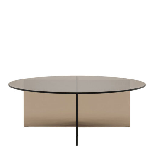 Art Deco Retro Style Charcoal Grey Glass Round All Glass Coffee Table 90cm