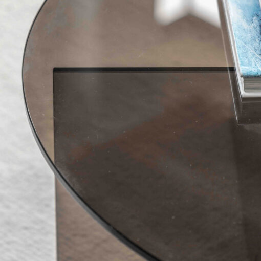 Art Deco Retro Style Charcoal Grey Glass Round All Glass Coffee Table 90cm