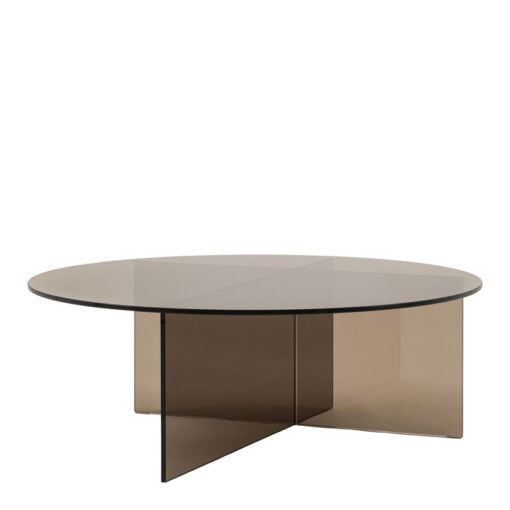 Art Deco Retro Style Charcoal Grey Glass Round All Glass Coffee Table 90cm