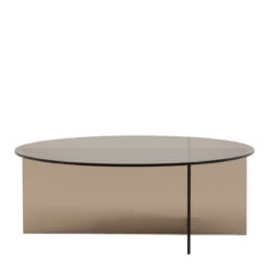 Art Deco Retro Style Charcoal Grey Glass Round All Glass Coffee Table 90cm