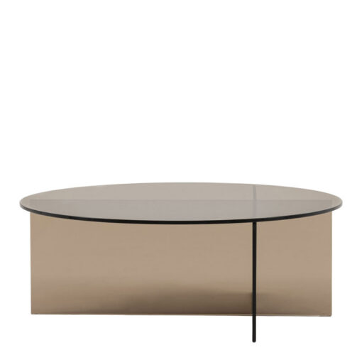 Art Deco Retro Style Charcoal Grey Glass Round All Glass Coffee Table 90cm