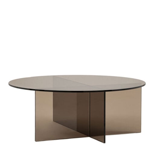 Art Deco Retro Style Charcoal Grey Glass Round All Glass Coffee Table 90cm