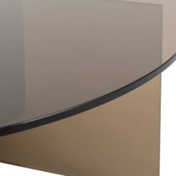 Art Deco Retro Style Charcoal Grey Glass Round All Glass Coffee Table 90cm