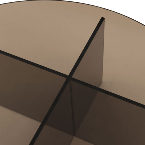 Art Deco Retro Style Charcoal Grey Glass Round All Glass Coffee Table 90cm