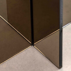 Art Deco Retro Style Charcoal Grey Glass Round All Glass Side Table End Table