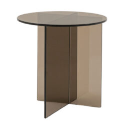 Art Deco Retro Style Charcoal Grey Glass Round All Glass Side Table End Table