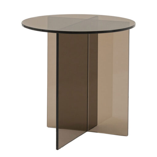 Art Deco Retro Style Charcoal Grey Glass Round All Glass Side Table End Table