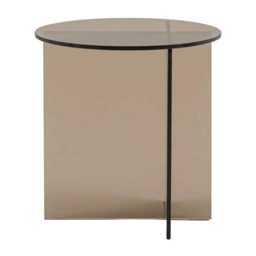 Art Deco Retro Style Charcoal Grey Glass Round All Glass Side Table End Table