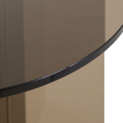 Art Deco Retro Style Charcoal Grey Glass Round All Glass Side Table End Table