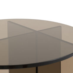 Art Deco Retro Style Charcoal Grey Glass Round All Glass Side Table End Table