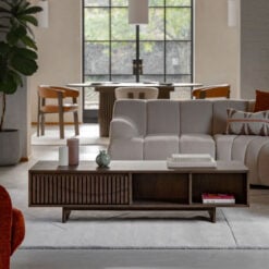 Boho Large Walnut Brown Wooden 1 Drawer 2 Tier Low Storage Coffee Table 150cm