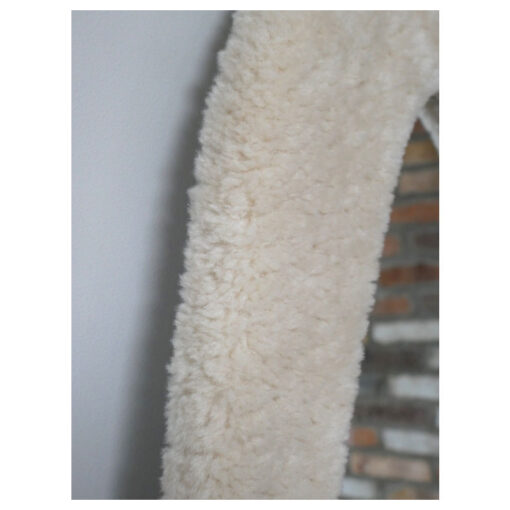 Boho Quirky Wavy Soft Beige Faux Fur Teddy Fabric Frame Leaner Full Length Mirror 170cm