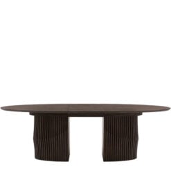 Boho Walnut Brown Wood Oval 6 - 8 Seater Extending Dining Dining With Slatted Wave Legs 200cm - 230cm