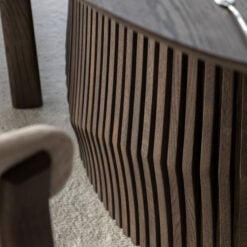 Boho Walnut Brown Wood Oval 6 - 8 Seater Extending Dining Dining With Slatted Wave Legs 200cm - 230cm