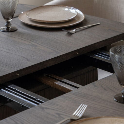 Boho Walnut Brown Wood Oval 6 - 8 Seater Extending Dining Table With Slatted Wave Legs 200cm - 230cm