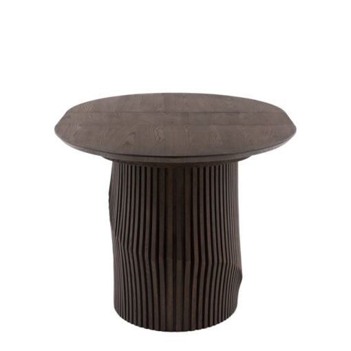 Boho Walnut Brown Wood Oval 6 - 8 Seater Extending Dining Table With Slatted Wave Legs 200cm - 230cm