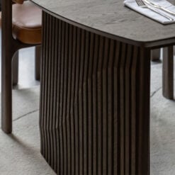Boho Walnut Brown Wood Rectangular 6 - 8 Seater Extending Dining Dining With Slatted Wave Legs 200cm - 250cm
