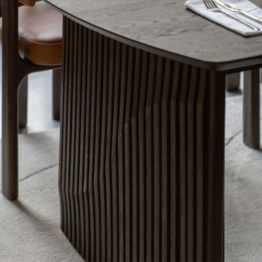 Boho Walnut Brown Wood Rectangular 6 - 8 Seater Extending Dining Table With Slatted Wave Legs 200cm - 250cm