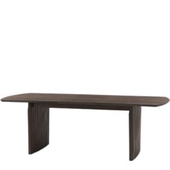 Boho Walnut Brown Wood Rectangular 6 - 8 Seater Extending Dining Dining With Slatted Wave Legs 200cm - 250cm