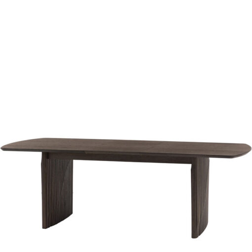 Boho Walnut Brown Wood Rectangular 6 - 8 Seater Extending Dining Table With Slatted Wave Legs 200cm - 250cm