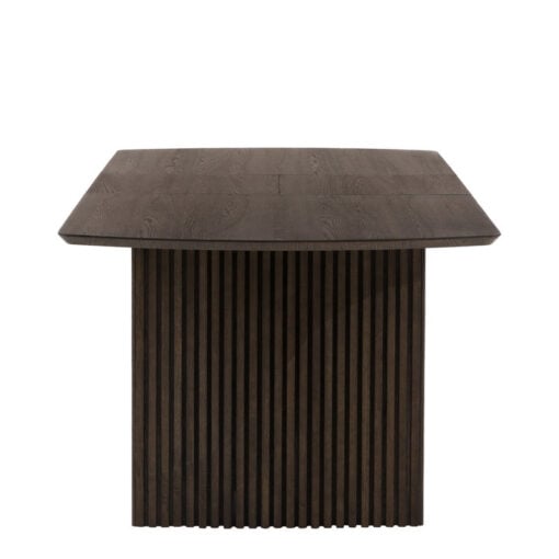 Boho Walnut Brown Wood Rectangular 6 - 8 Seater Extending Dining Table With Slatted Wave Legs 200cm - 250cm