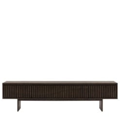 Boho Walnut Brown Wooden Slat Wave Carved Front 1 Door 2 Drawer Large TV Stand 180cm