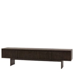 Boho Walnut Brown Wooden Slat Wave Carved Front 1 Door 2 Drawer Large TV Stand 180cm