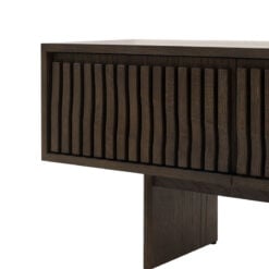 Boho Walnut Brown Wooden Slat Wave Carved Front 1 Door 2 Drawer Large TV Stand 180cm