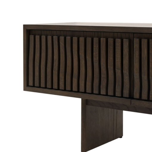 Boho Walnut Brown Wooden Slat Wave Carved Front 1 Door 2 Drawer Large TV Stand 180cm Boho Walnut Brown Wooden Slat Wave Carved Front 1 Door 2 Drawer Large TV Stand 180cm