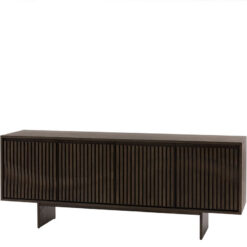 Boho Walnut Brown Wooden Slat Wave Carved Front Concealed 4 Door Large Sideboard 175cm