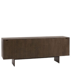 Boho Walnut Brown Wooden Slat Wave Carved Front Concealed 4 Door Large Sideboard 175cm