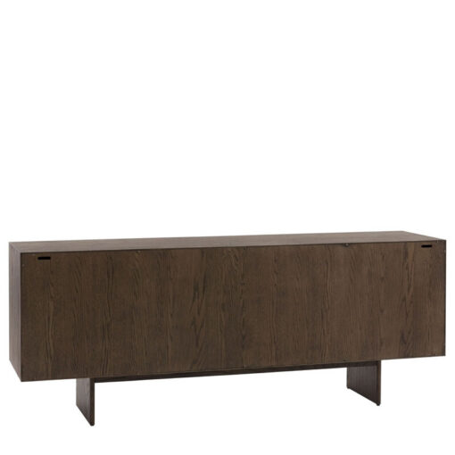 Boho Walnut Brown Wooden Slat Wave Carved Front Concealed 4 Door Large Sideboard 175cm