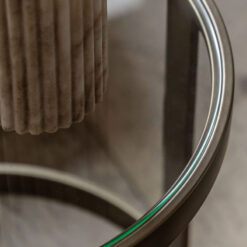 Bronze Metal Glass Top Round Side Lamp Table