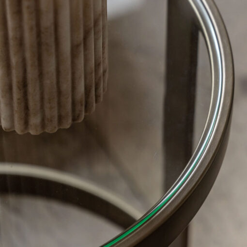 Bronze Metal Glass Top Round Side Lamp Table