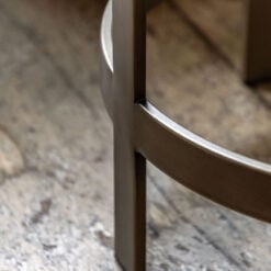 Bronze Metal Glass Top Round Side Lamp Table