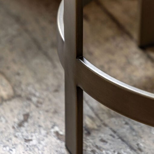 Bronze Metal Glass Top Round Side Lamp Table