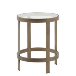 Bronze Metal Glass Top Round Side Lamp Table