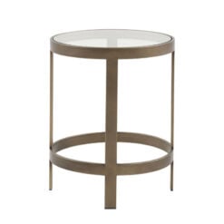 Bronze Metal Glass Top Round Side Lamp Table