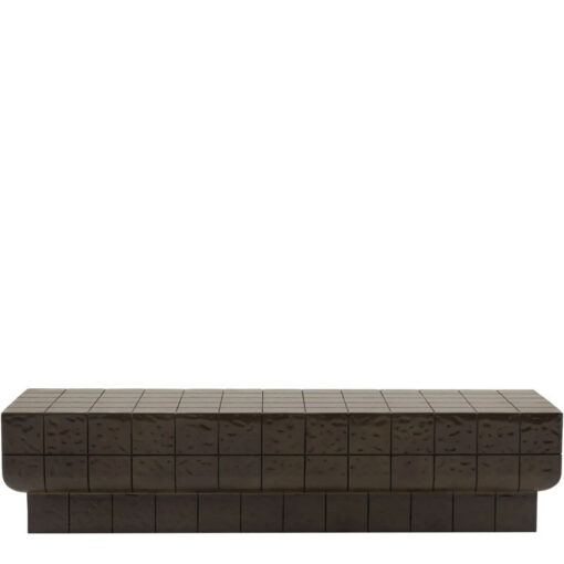 Indoor Outdoor Retro Chocolate Brown Concrete Tile Effect Reinforced Concrete Coffee Table 130cm