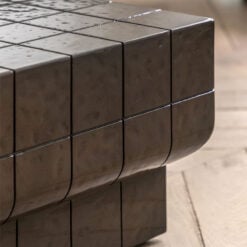 Indoor Outdoor Retro Chocolate Brown Concrete Tile Effect Reinforced Concrete Coffee Table 130cm