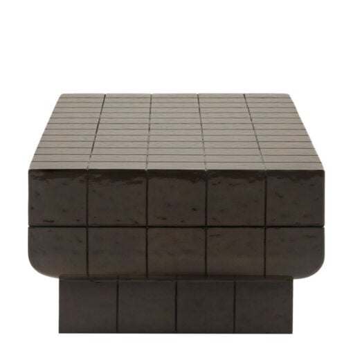 Indoor Outdoor Retro Chocolate Brown Concrete Tile Effect Reinforced Concrete Coffee Table 130cm