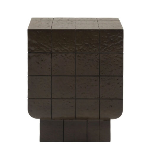 Indoor Outdoor Retro Chocolate Brown Concrete Tile Effect Reinforced Concrete Square Side Table
