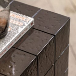 Indoor Outdoor Retro Chocolate Brown Concrete Tile Effect Reinforced Concrete Square Side Table